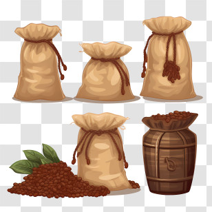 Coffee Beans Bag - Burlap Bags With Coffee Beans Transparent PNG