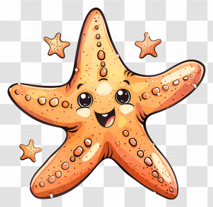 Cartoon Starfish - Cartoon Starfish With Cute Expression Illustration Transparent PNG