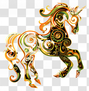 Line Art - Colorful Unicorn Illustration Transparent PNG