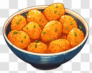 Chicken Meatballs - Bowl Of Crispy Fried Snacks Transparent PNG