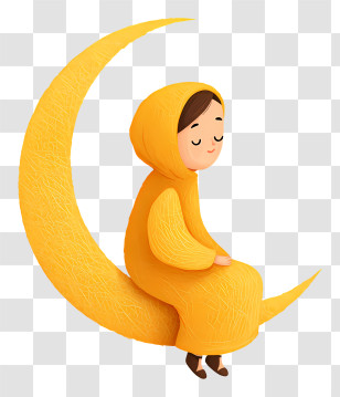 Muslim Woman Sitting On Crescent Moon - Ramadan Girl On Moon Transparent PNG