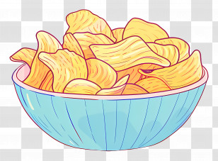 Bowl Of Chips - Bowl Of Crispy Potato Chips In Bright Cartoon Style Transparent PNG