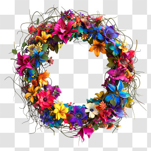 Flower Wreath - Vibrant And Colorful Flower Wreath Decoration Transparent PNG