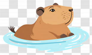 Capybara - Capybara Floating In Water Illustration Transparent PNG