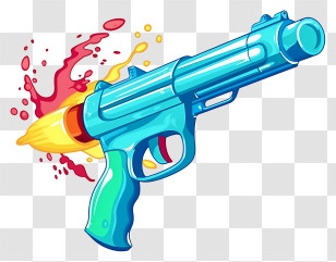 Blue Gun - Blue Water Gun With Splash Effect Transparent PNG