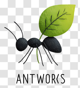 Antworks Logo - Ant With Leaf Logo Transparent PNG