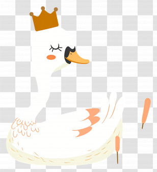 White Swan - Cartoon Swan Wearing A Crown Transparent PNG