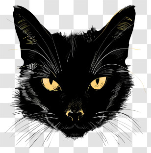 Black Cat Face - Black Cat Head Illustration Transparent PNG
