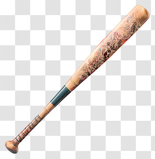 Baseball Bat - Decorative Baseball Bat With Patterns Transparent PNG