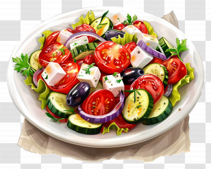 Greek Salad - Fresh And Colorful Greek Salad Plate Transparent PNG