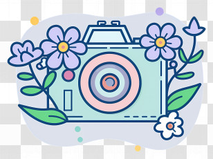 Cartoon Camera - Floral Cartoon Camera Illustration Transparent PNG