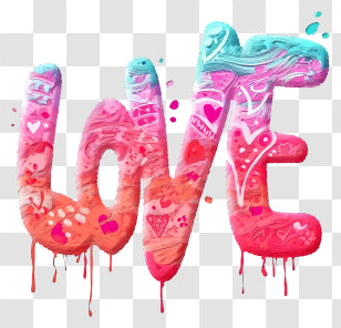 Colorful Love Word Graffiti - Colorful Love-Themed Graffiti Illustration Transparent PNG