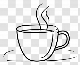 Coffee Cup - Steaming Coffee Cup Line Art Transparent PNG
