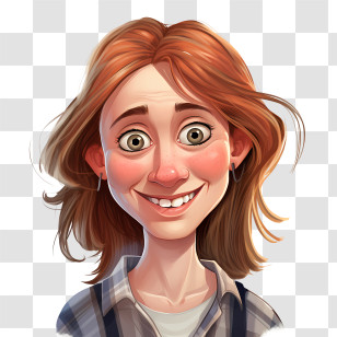 Smiling Girl
 - Happy Red-Haired Cartoon Girl Portrait Transparent PNG