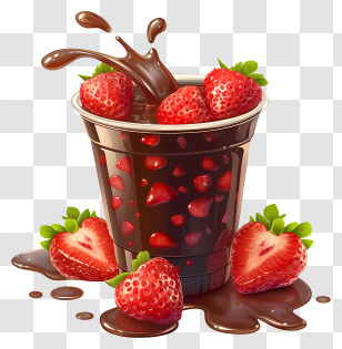 Chocolate Milk - Delicious Chocolate And Strawberries Transparent PNG