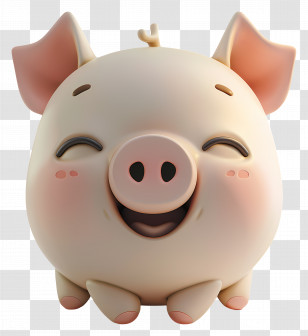 Pig - Happy Cartoon Pig With Round Body And Joyful Expression Transparent PNG
