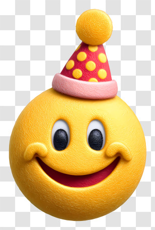Party Emoji - Happy Smiley With Festive Party Hat Transparent PNG