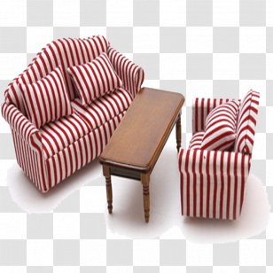 Couch Chair Seat - Modern Furniture - Red And White Striped Sofa Transparent PNG