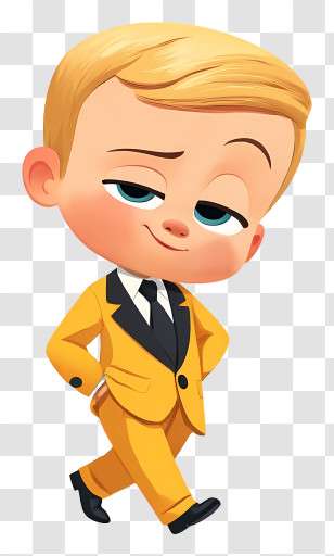 Boss Baby - Blonde Cartoon Baby In Yellow Suit Transparent PNG
