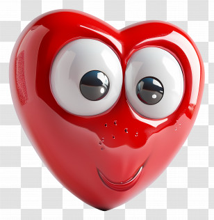 Heart With Expressive Eyes - Cartoon Red Heart With Big Eyes Transparent PNG