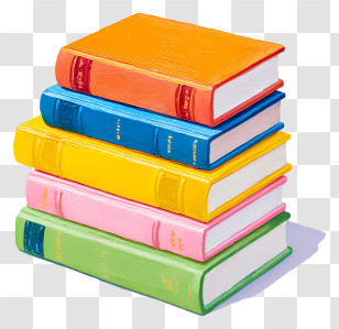 Kawaii Textbooks - Colorful Stack Of Books Transparent PNG