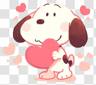 Snoopy Love - Cute Cartoon Dog Holding A Heart Transparent PNG