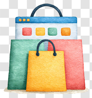 Online Shop Icon - Watercolor Shopping Bags And Web Transparent PNG