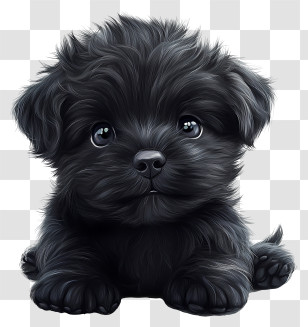 Fluffy Puppy - Adorable Black Puppy Illustration Transparent PNG