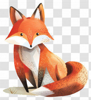 Cartoon Fox - Cute Red Fox Sitting Illustration Transparent PNG