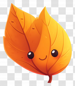 Autumn Leaf Cute - Smiling Orange Leaf Cartoon Transparent PNG