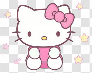 Hello Kitty - Cute Cat Cartoon With Pink Bow Transparent PNG
