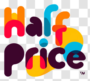 Half Price - Half Price Multicolor Rounded Text Transparent PNG