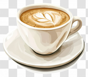 Cup Of Coffee - Steaming Coffee Cup With Latte Art Transparent PNG