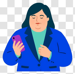 Overweight Woman Holding Smartphone - Business Woman With Smartphone Transparent PNG