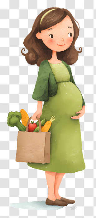 Pregnant Woman With Food Bag - Pregnant Woman With Shopping Bag Transparent PNG