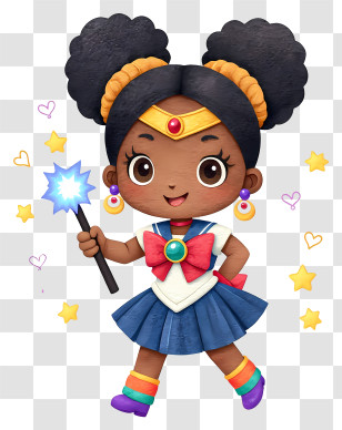 Sailor Moon Girl - Cute Magical Girl With Wand Transparent PNG
