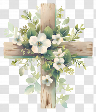 Christian Cross - Floral Cross With White Flowers Transparent PNG