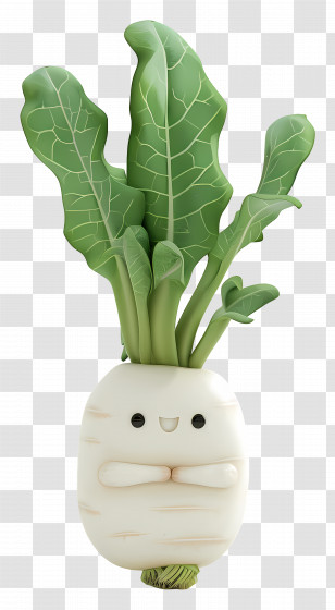 Daikon Radish - Cute Radish With Leaves Transparent PNG