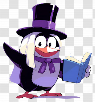 Cartoon Penguin - Penguin Cartoon Reading A Book Transparent PNG