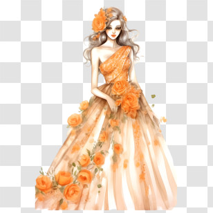 Wedding Dress
 - Elegant Woman In Floral Dress Transparent PNG