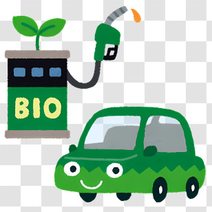 Cartoon Car - Biofuel Car At Pump Transparent PNG