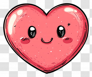 Kawaii Heart - Cute Smiling Cartoon Heart Design Transparent PNG