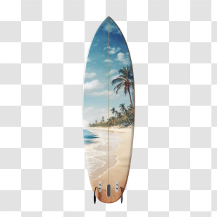 Surfing Board - Surfboard With Beach Scene Transparent PNG