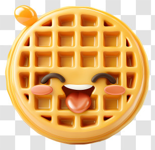 Waffle Day - Cheerful Waffle With Fun Facial Expression Transparent PNG
