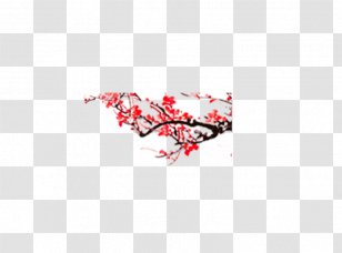 Red Box Ink Wash Painting - Rgb Color Model - Plum Flower Transparent PNG