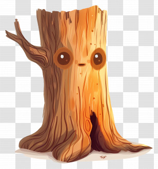 Tree Trunk - Cute Tree Stump With Eyes Transparent PNG