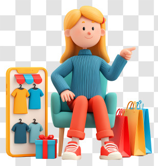 Online Clothing Store - Woman Browsing Online Shopping Transparent PNG