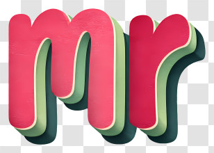 Mr Logo - 3D Pink 'mr' Typography Transparent PNG