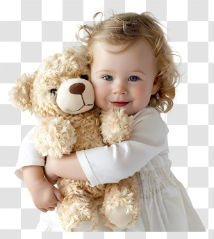 Baby Hugging Teddy Bear - Child Hugging Teddy Bear In Warm Moment Transparent PNG