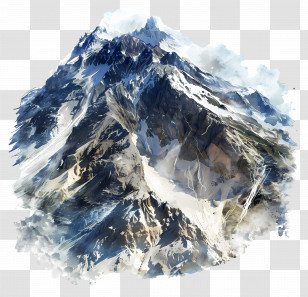 Aerial View - Realistic Snowy Mountain Illustration Transparent PNG
